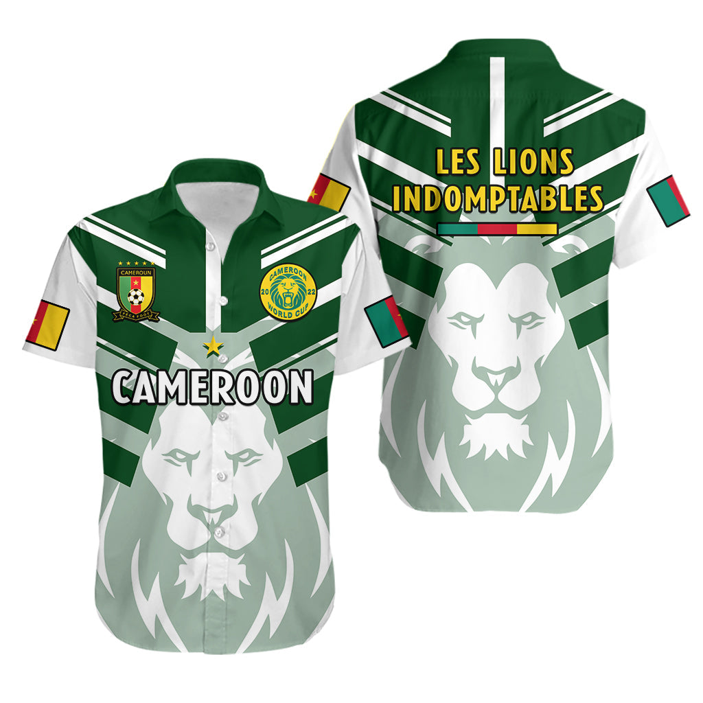 Cameroon Football Hawaiian Shirt Les Lions Indomptables White World Cup 2022 - Wonder Print Shop