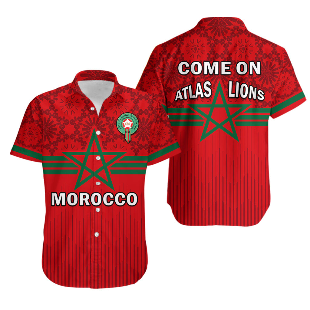 Morocco Football Hawaiian Shirt World Cup 2022 Red Moroccan Pattern - Wonder Print Shop