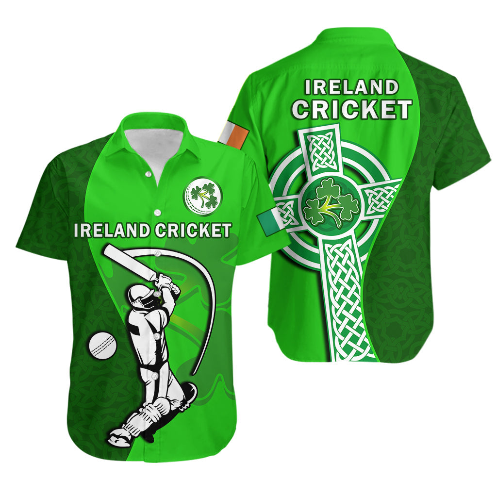 Ireland Cricket Hawaiian Shirt Irish Flag Celtic Cross Sporty Style - Wonder Print Shop