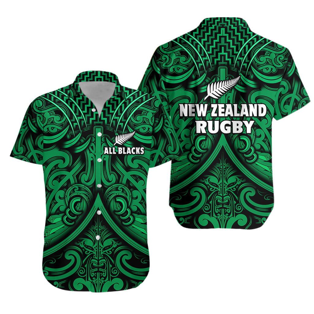 New Zealand Silver Fern Rugby Hawaiian Shirt All Black Green NZ Maori Pattern LT13 - Wonder Print Shop