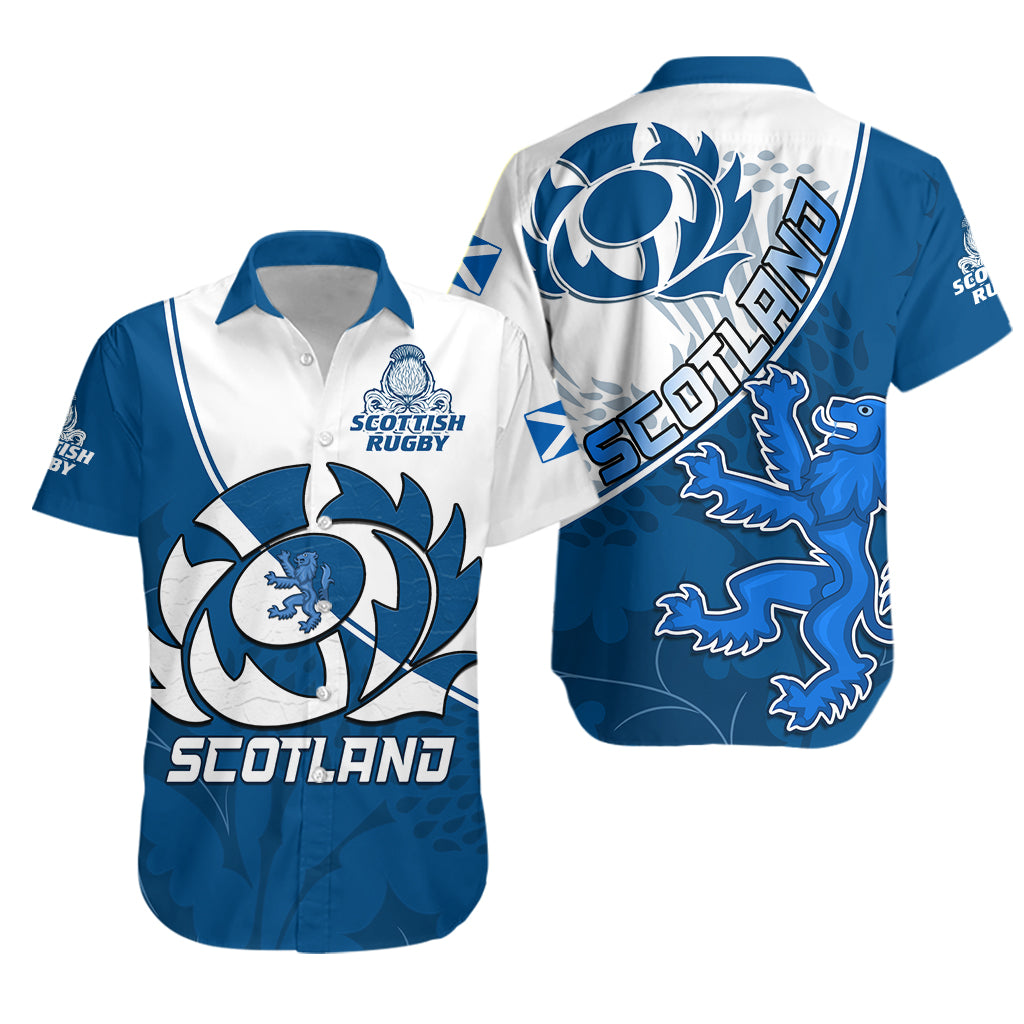 Scotland Rugby Hawaiian Shirt Scottish Coat Of Arms Mix Thistle Newest Version - Wonder Print Shop