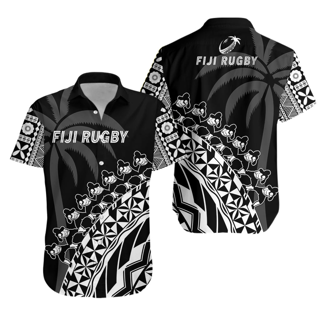 fiji-rugby-hawaiian-shirt-fijian-cibi-dance-tapa-pattern-black