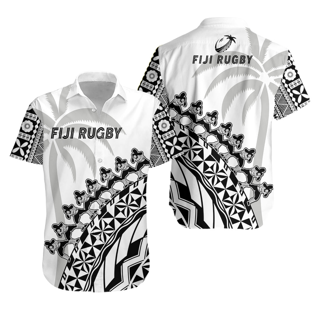 fiji-rugby-hawaiian-shirt-fijian-cibi-dance-tapa-pattern-white