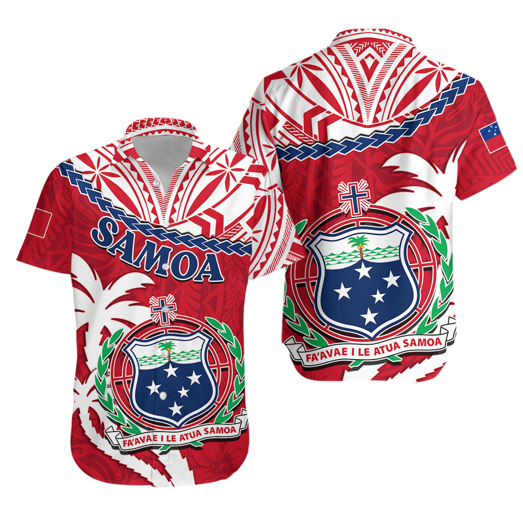 Samoa Hawaiian Shirt Samoan Coat Of Arms With Coconut Red Style - Wonder Print Shop