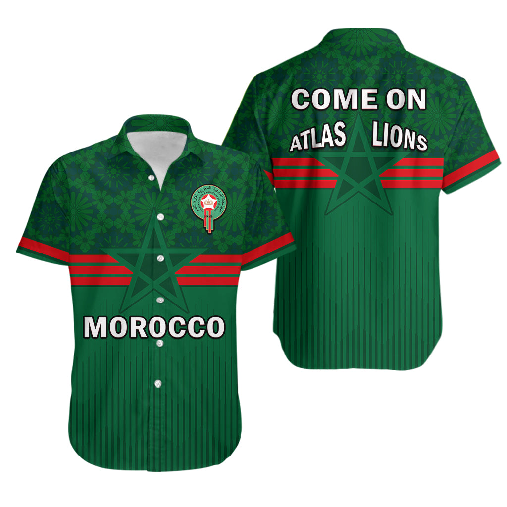 Morocco Football Hawaiian Shirt World Cup 2022 Green Moroccan Pattern - Wonder Print Shop