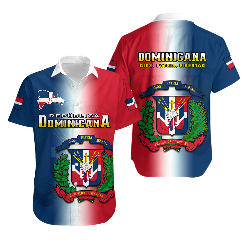 Dominican Republic Hawaiian Shirt Dominicana Coat Of Arms Gradient Style - Wonder Print Shop