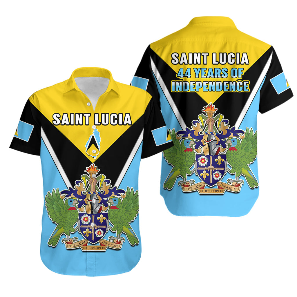 Saint Lucia Hawaiian Shirt Happy 44 Years Of Independence - Wonder Print Shop