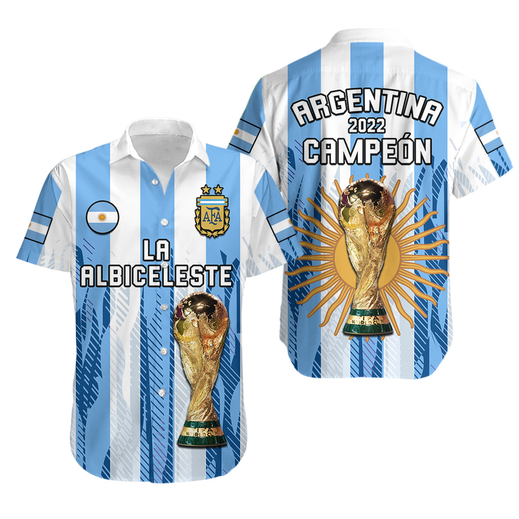 Argentina Football Hawaiian Shirt La Albiceleste Campeon Proud White 2022 - Wonder Print Shop