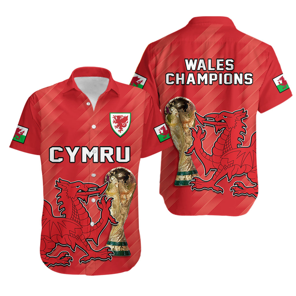 Wales Football Hawaiian Shirt Cymru Champions World Cup 2022 - Wonder Print Shop