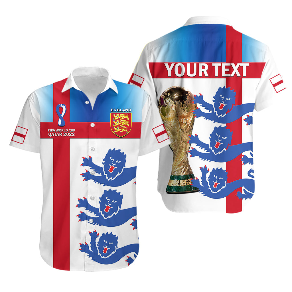 (Custom Personalised) England Football Hawaiian Shirt Three Lions Champions World Cup 2022 - Wonder Print Shop