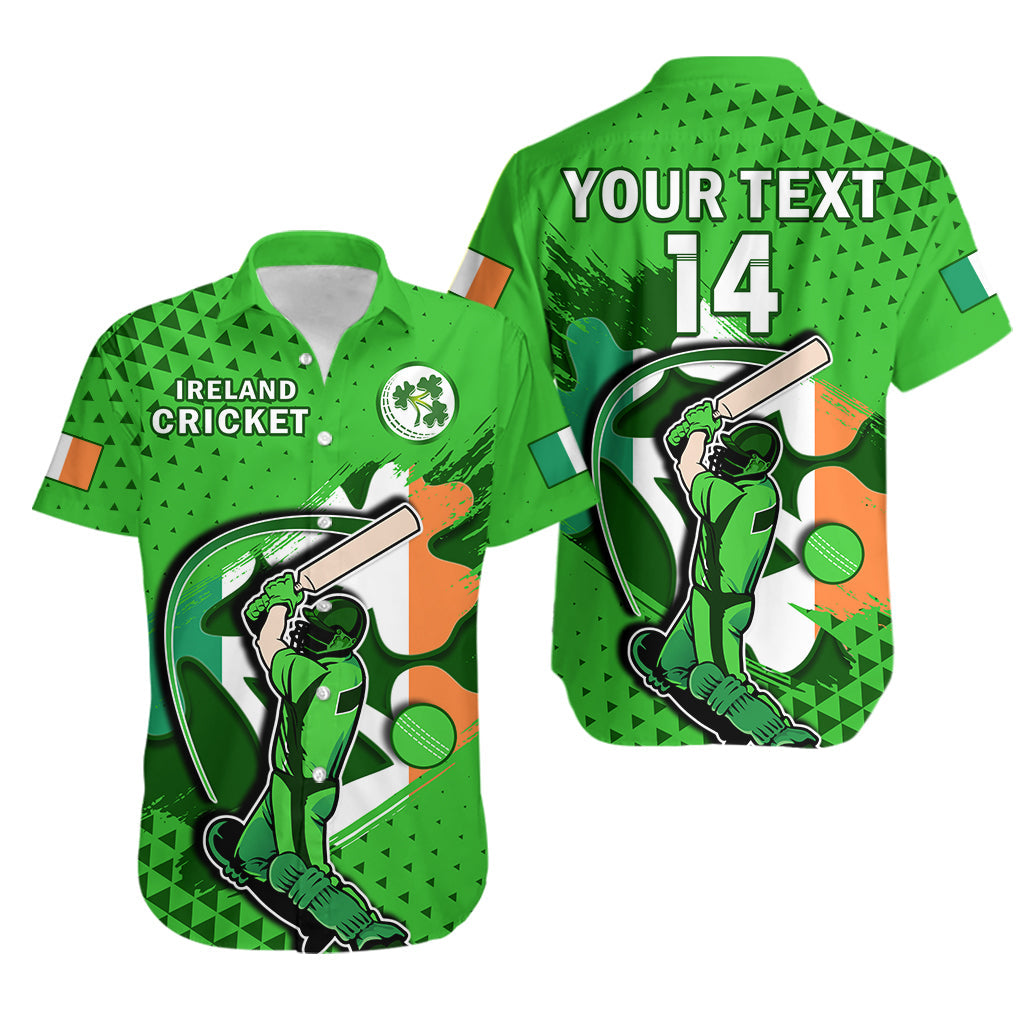 (Custom Text And Number) Ireland Cricket Hawaiian Shirt Irish Flag Shamrock Sporty Style - Wonder Print Shop