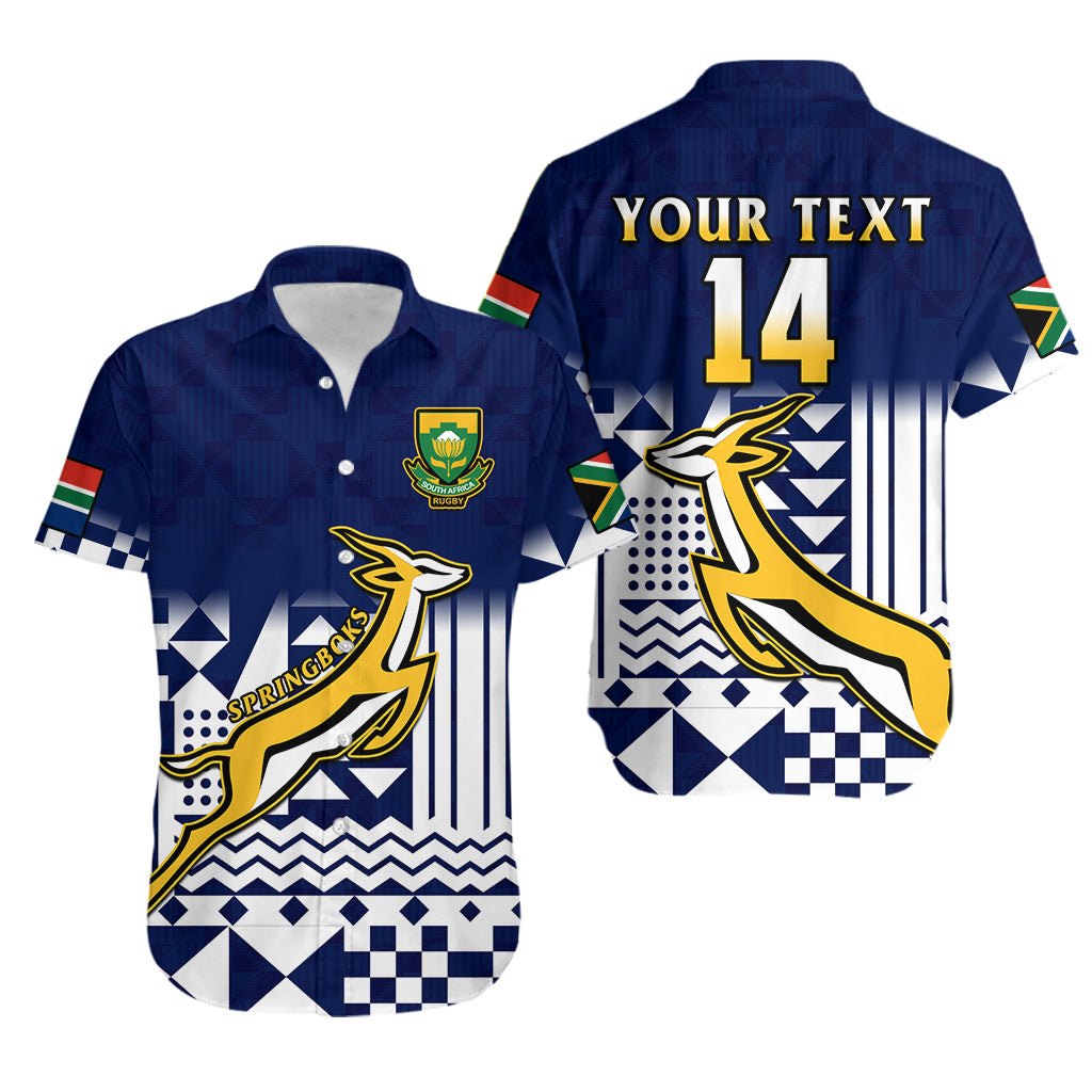 (Custom Text And Number) South Africa Rugby Hawaiian Shirt Outgoing Tour Go Springboks - Wonder Print Shop