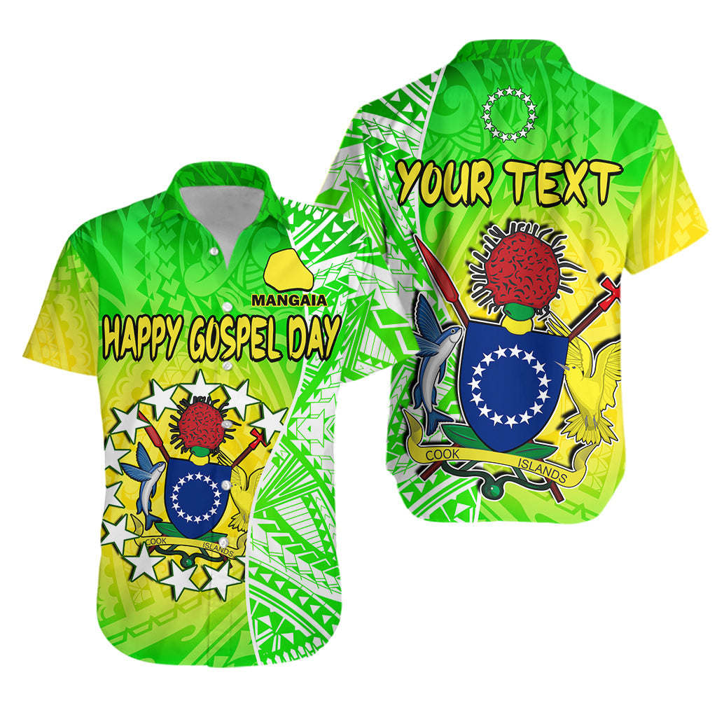 (Custom Personalised) Happy Mangaia Gospel Day Hawaiian Shirt Cook Islands Coat Of Arms Polynesian Pattern - Wonder Print Shop