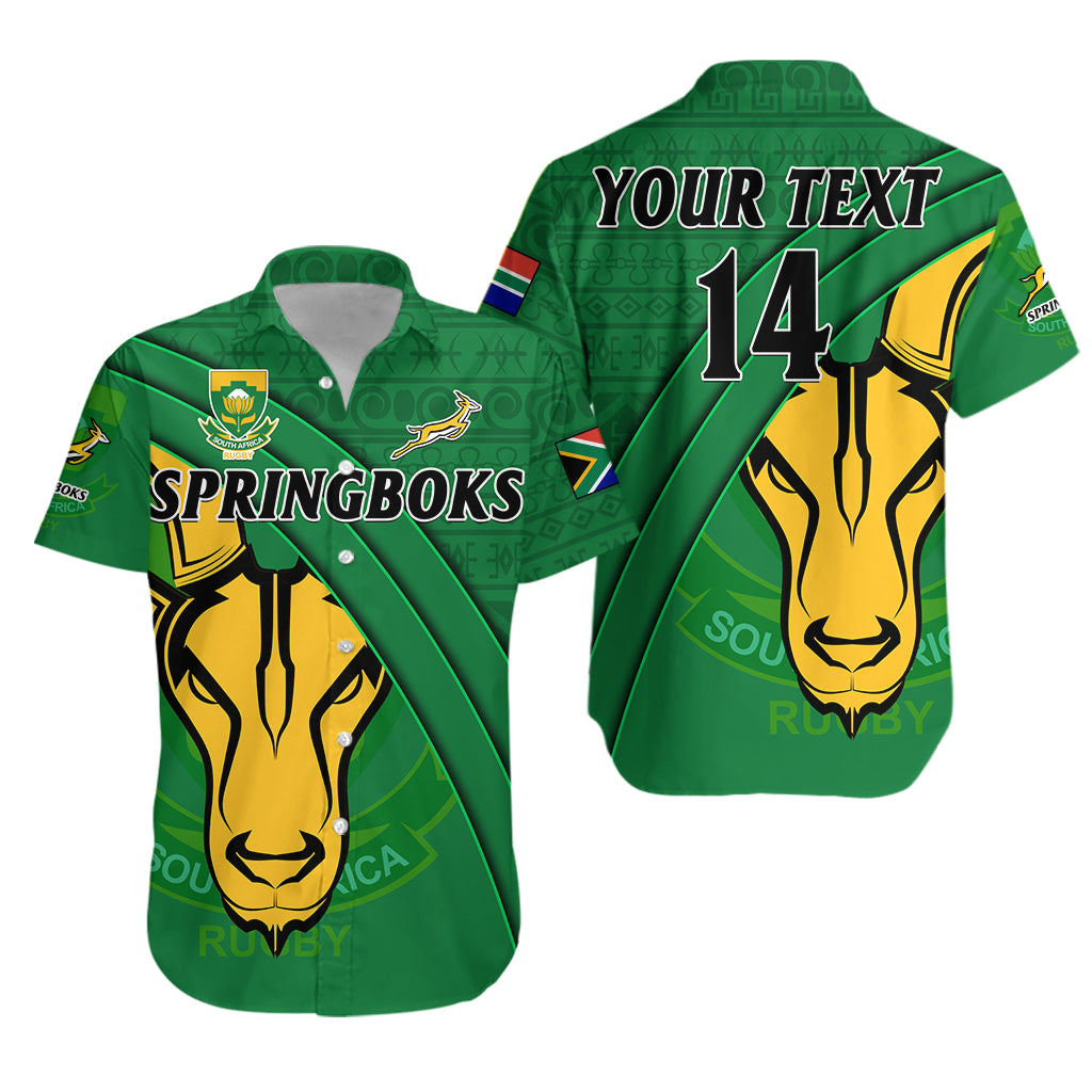 (Custom Text And Number) South Africa Rugby Hawaiian Shirt Bokke Springbok With African Pattern Stronger Together - Wonder Print Shop