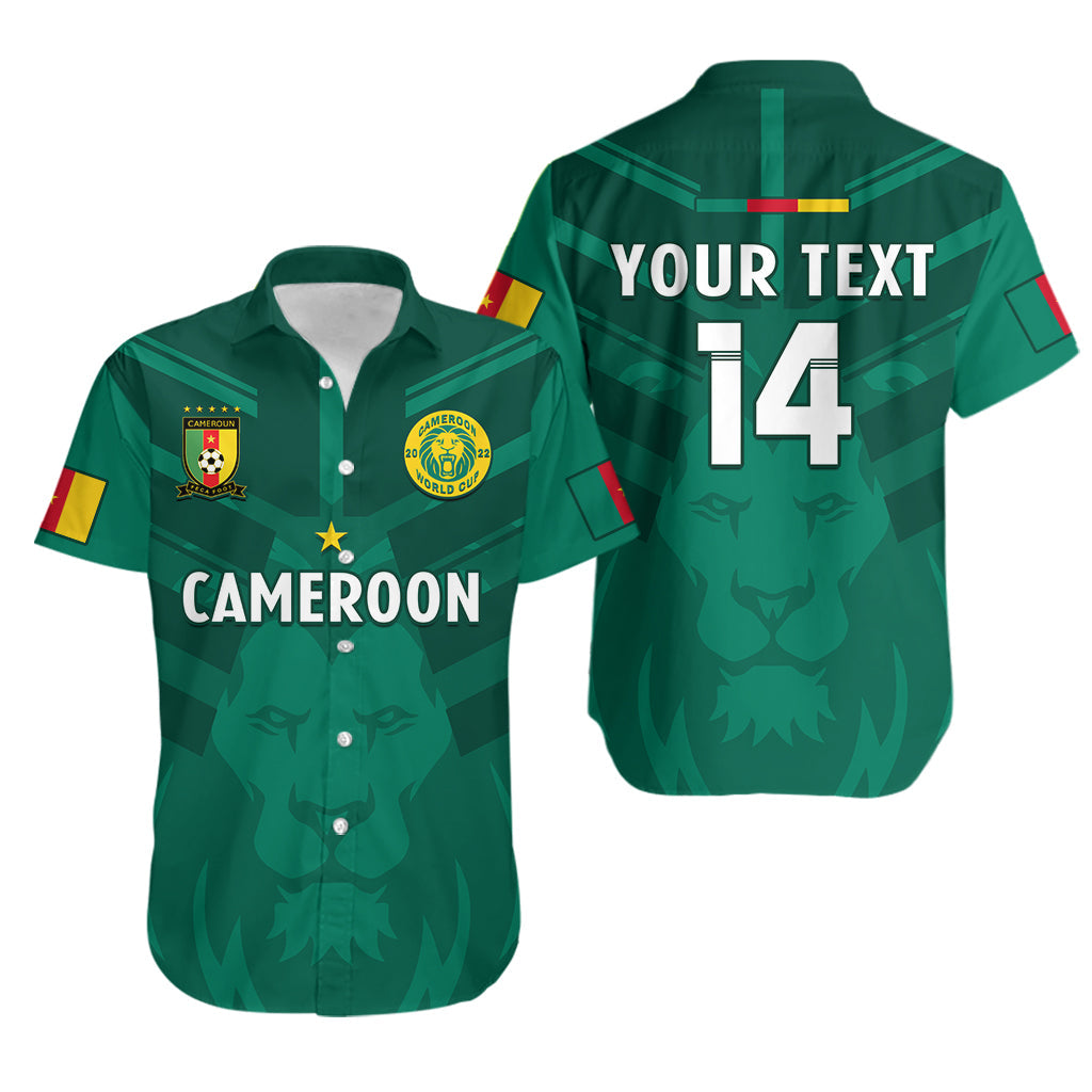 (Custom Text And Number) Cameroon Football Hawaiian Shirt Les Lions Indomptables Green World Cup 2022 - Wonder Print Shop