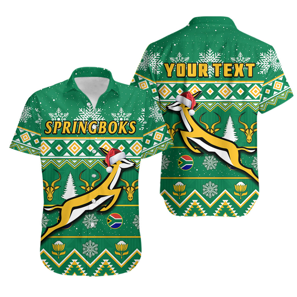 (Custom Personalised) South Africa Rugby Christmas Hawaiian Shirt Springboks Proud Geseende Kersfees - Wonder Print Shop