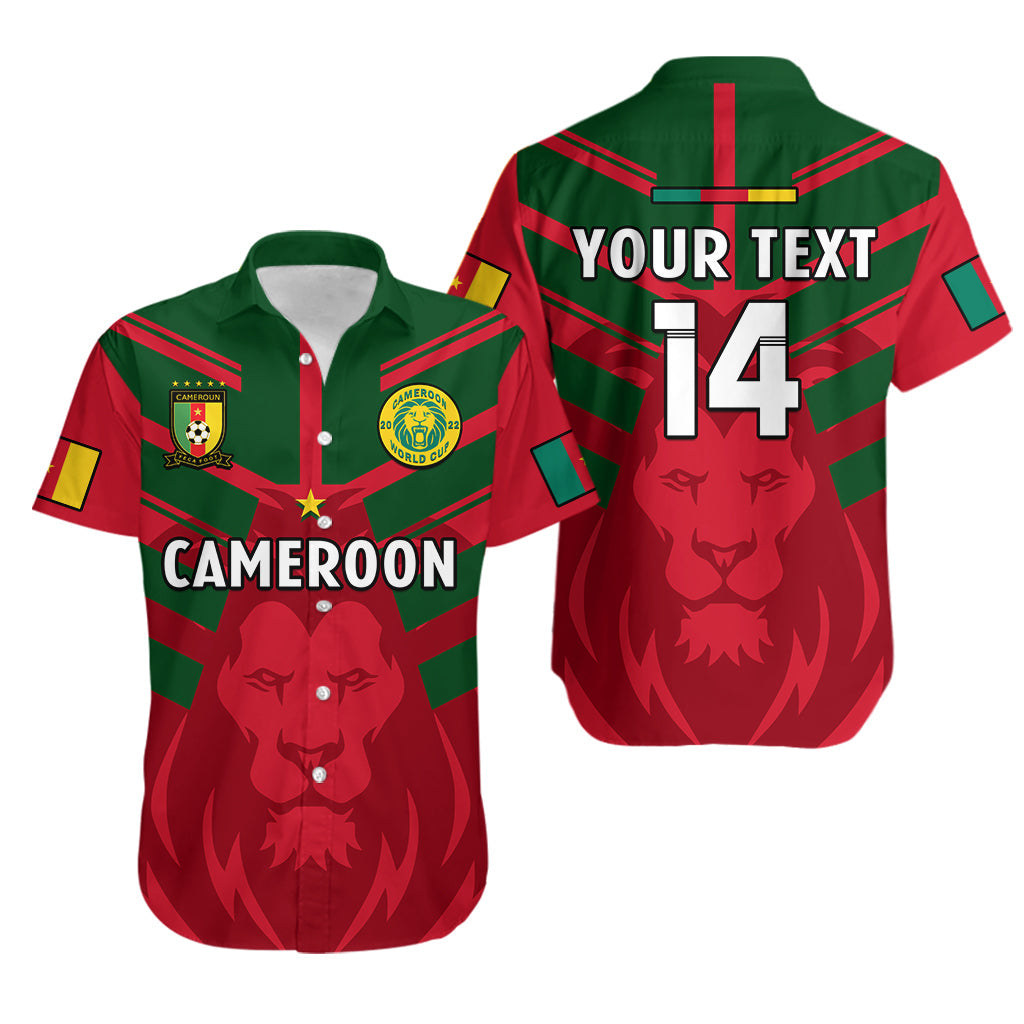 (Custom Text And Number) Cameroon Football Hawaiian Shirt Les Lions Indomptables Red World Cup 2022 - Wonder Print Shop