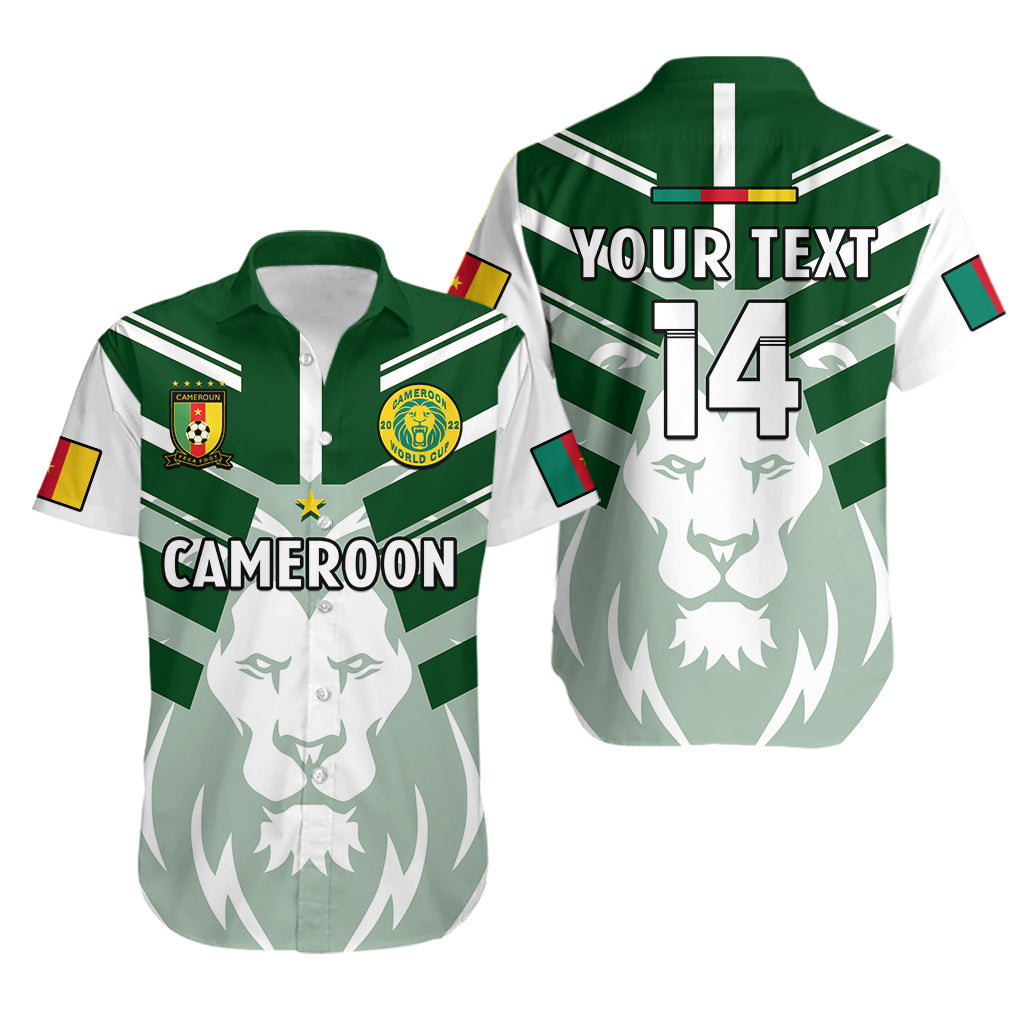 (Custom Text And Number) Cameroon Football Hawaiian Shirt Les Lions Indomptables White World Cup 2022 - Wonder Print Shop