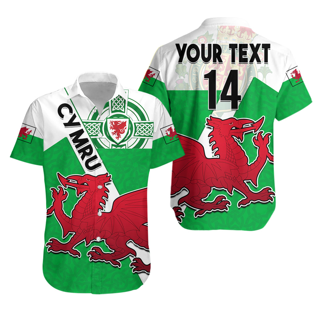 (Custom Text And Number) Wales Football Hawaiian Shirt Come On Welsh Dragons With Celtic Knot Pattern - Wonder Print Shop