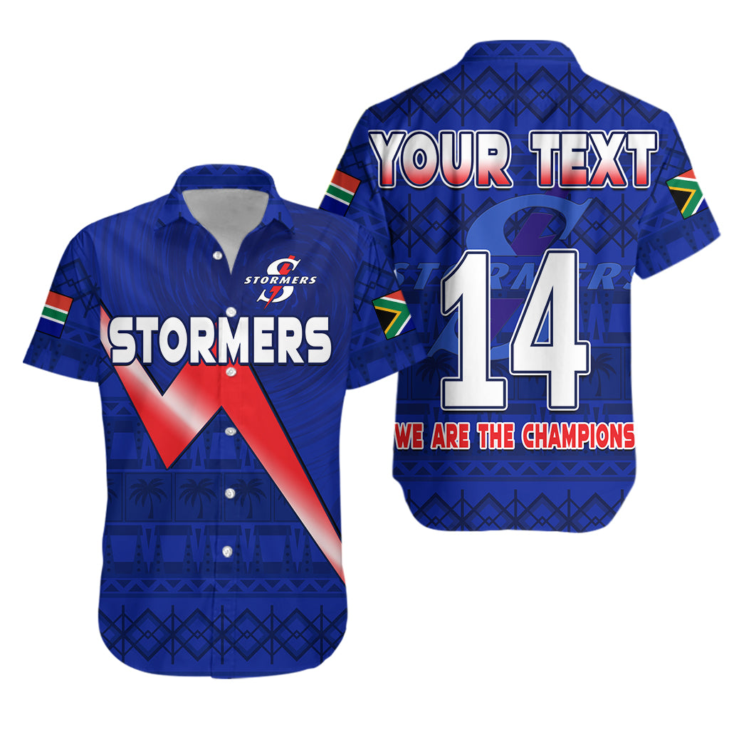 (Custom Text And Number) Stormers South Africa Rugby Hawaiian Shirt We Are The Champions URC African Pattern - Wonder Print Shop