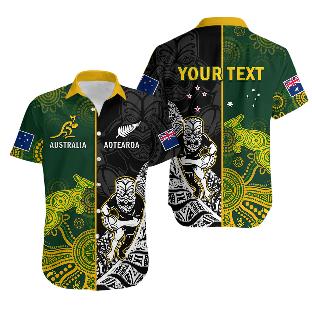 (Custom Personalised) Australia Rugby Mix Aotearoa Rugby Hawaiian Shirt Wallabies All Black Special Version - Wonder Print Shop