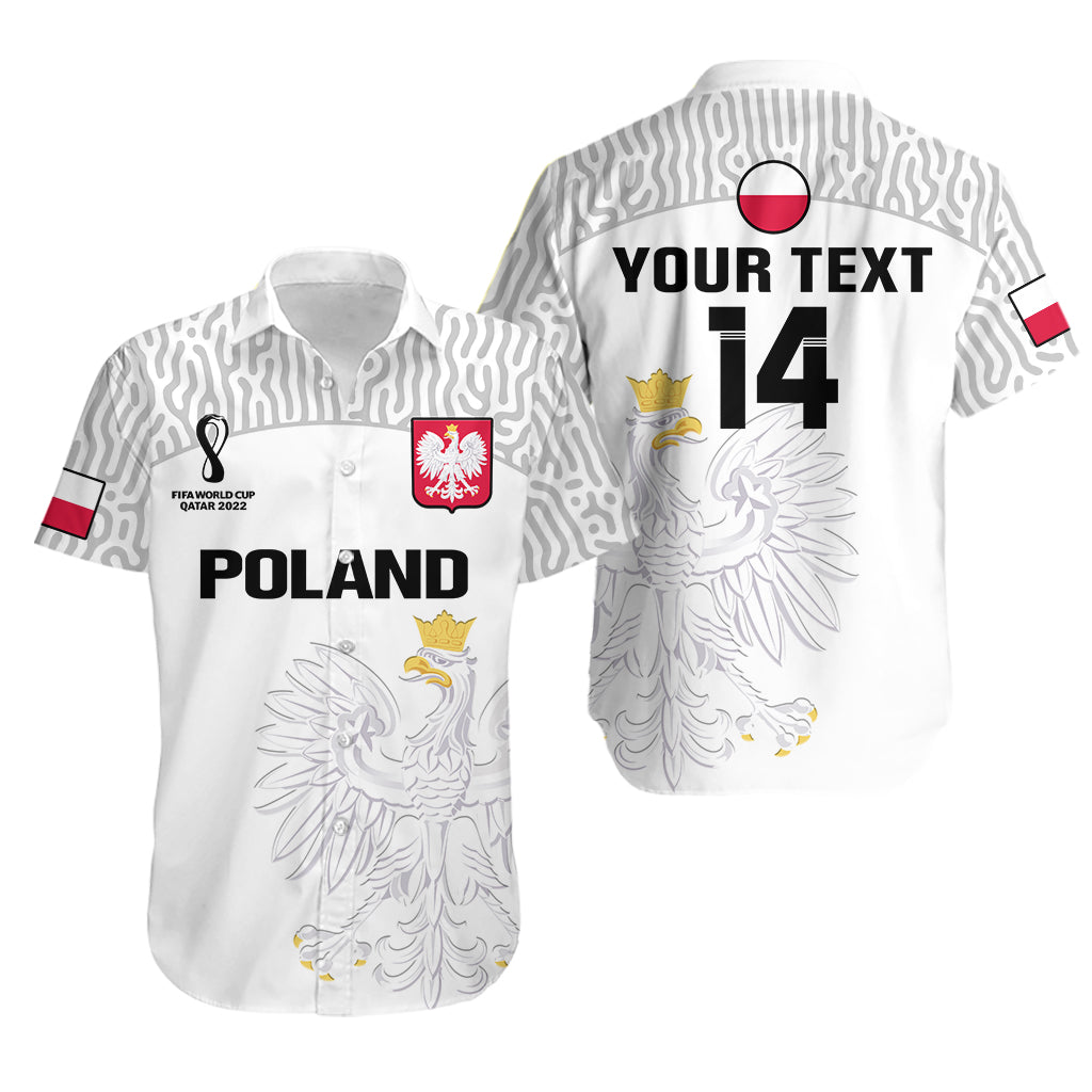 (Custom Text And Number) Poland Football Hawaiian Shirt Polska World Cup 2022 White - Wonder Print Shop