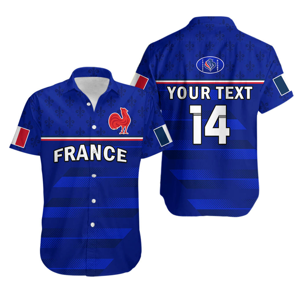 (Custom Text And Number) France Rugby Hawaiian Shirt Outgoing Tour Allez Les Bleus - Wonder Print Shop