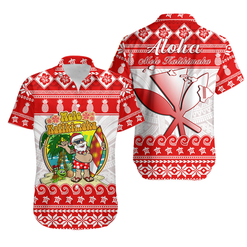 Hawaii Christmas Hawaiian Shirt Kanaka Polynesian Santa Claus Mele Kalikimaka - Wonder Print Shop