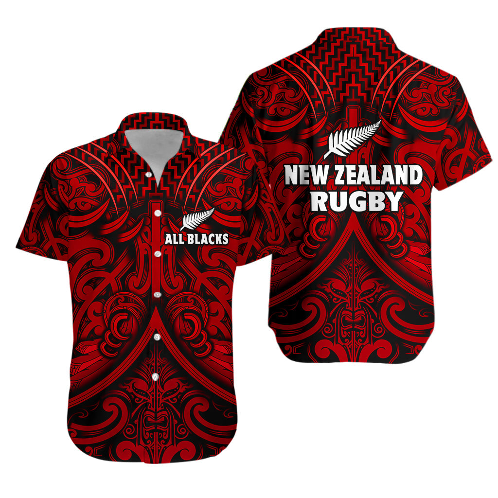 New Zealand Silver Fern Rugby Hawaiian Shirt All Black Red NZ Maori Pattern LT13 - Wonder Print Shop