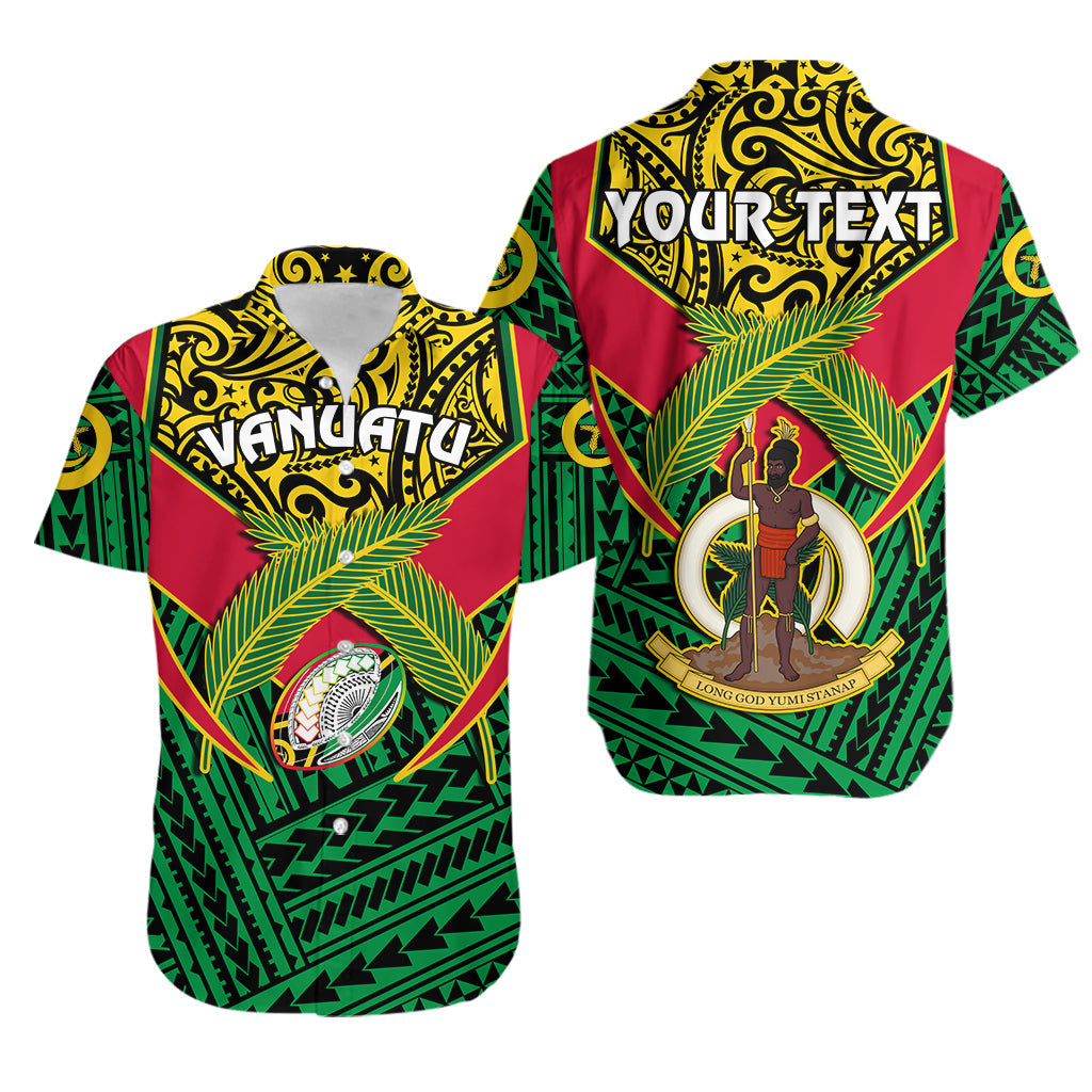 Custom Personalised Vanuatu Rugby Hawaiian Shirt Coat Of Arms Polynesian Pattern - Wonder Print Shop