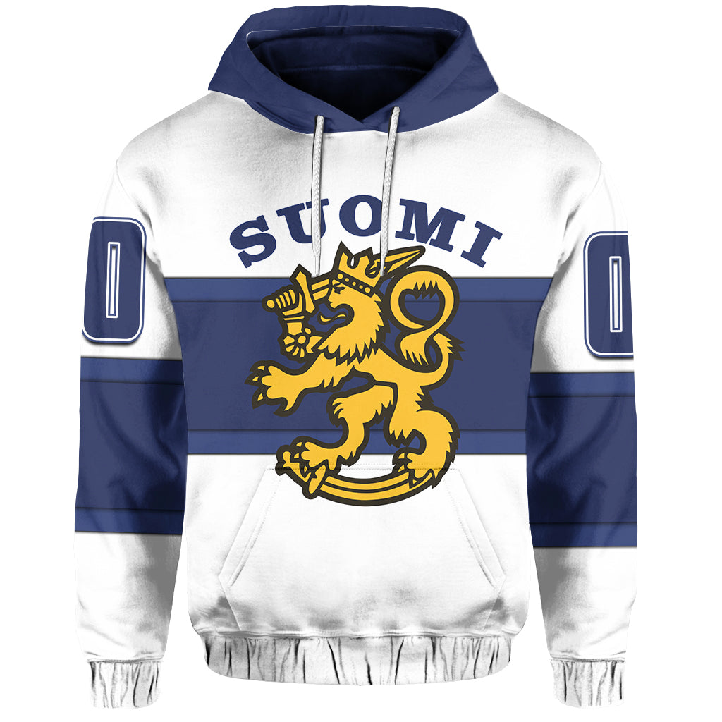 Custom Finland Hockey Suomi Hoodie White LT6 - Wonder Print Shop