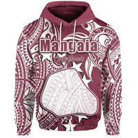 Maroon pullover hoodie with Mangaia front print and large white star graphic