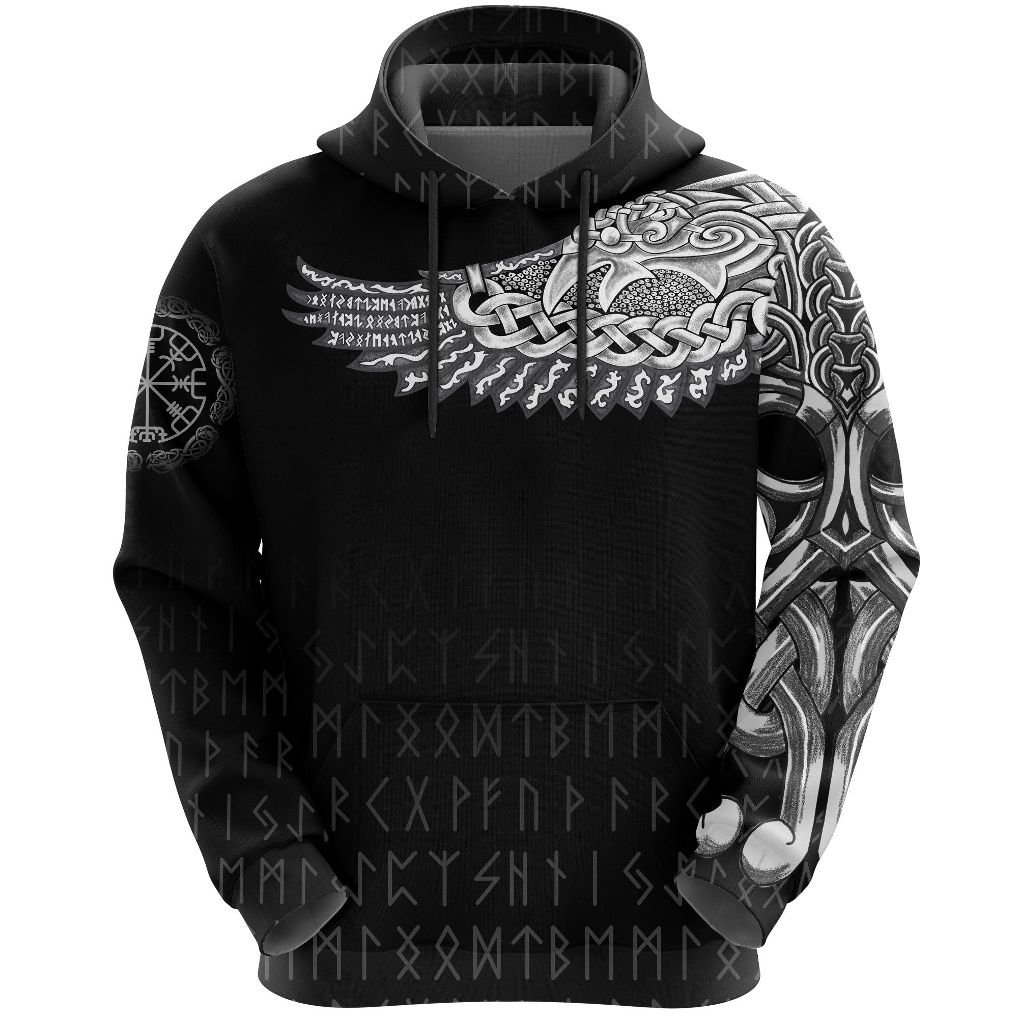 Viking Hoodie The Raven Of Odin Tattoo Style RLT12 - Wonder Print Shop