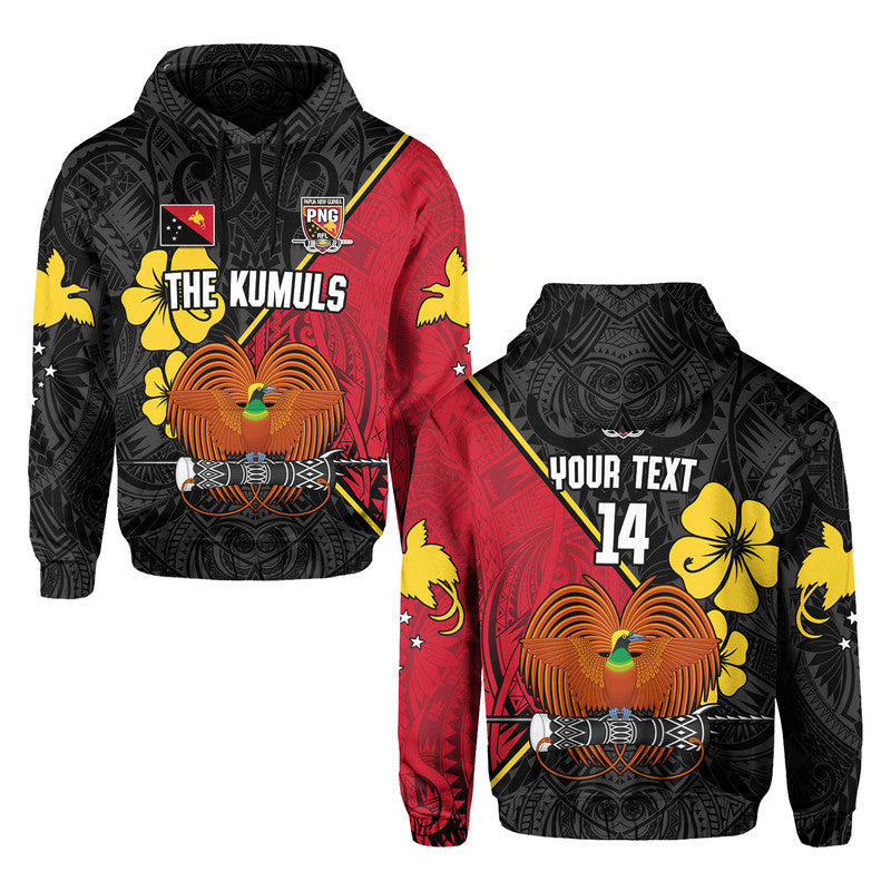 Pullover hoodie, black with red side panel, large graphic print and drawstring hem