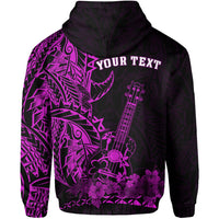 Rückansicht: Purple Kapuzenpullover mit „YOUR TEXT“-Aufdruck, Gitarren-Print