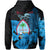 Custom Guam Seal Zip Hoodie Polynesian Turtle with Flowers Version Blue LT13 - Wonder Print Shop