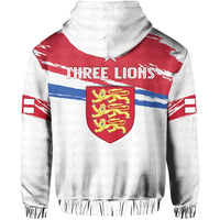 England pullover hoodie back with Three Lions text and large shield crest graphic