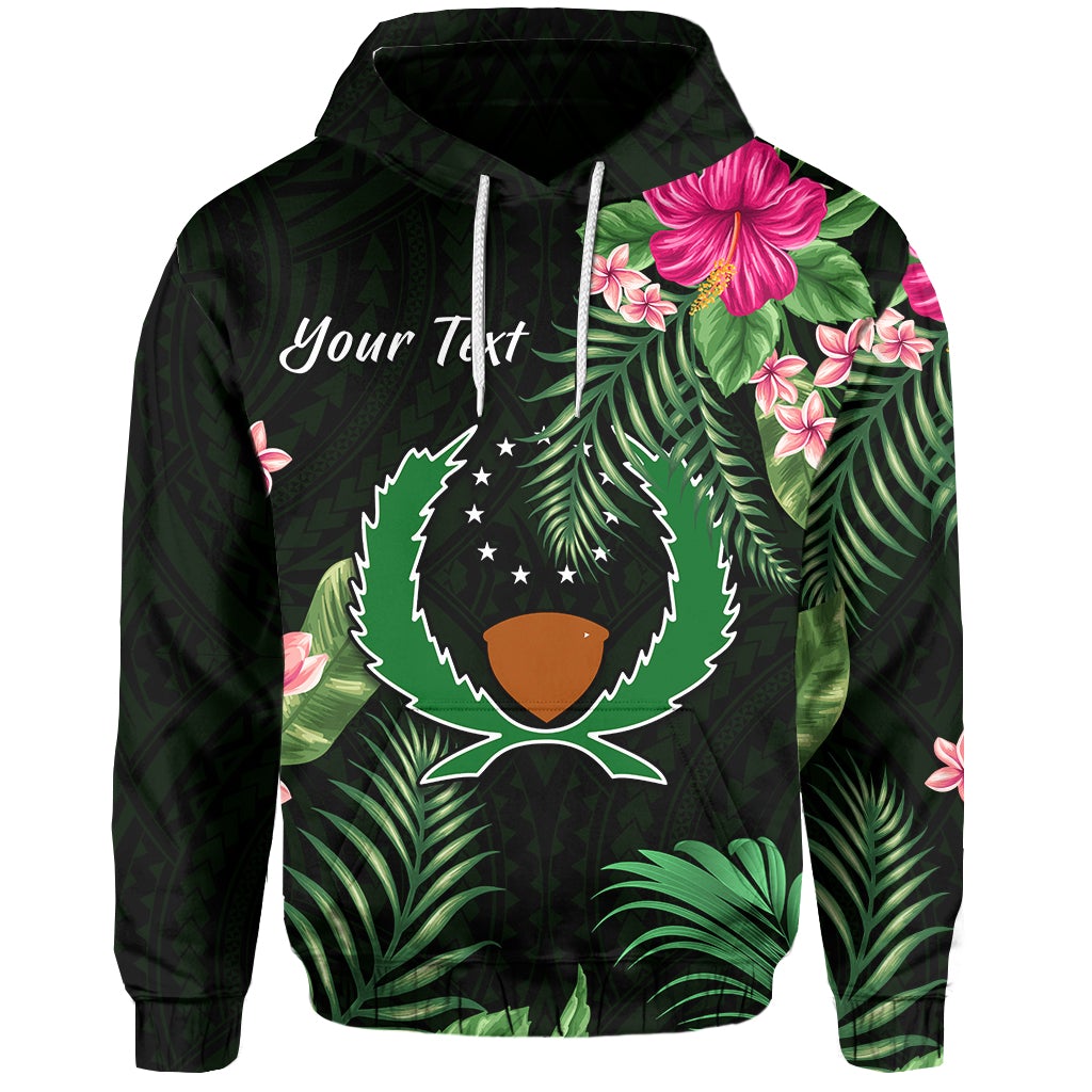 Custom Pohnpei Micronesia Green Hoodie Tropical Flowers LT13 - Wonder Print Shop