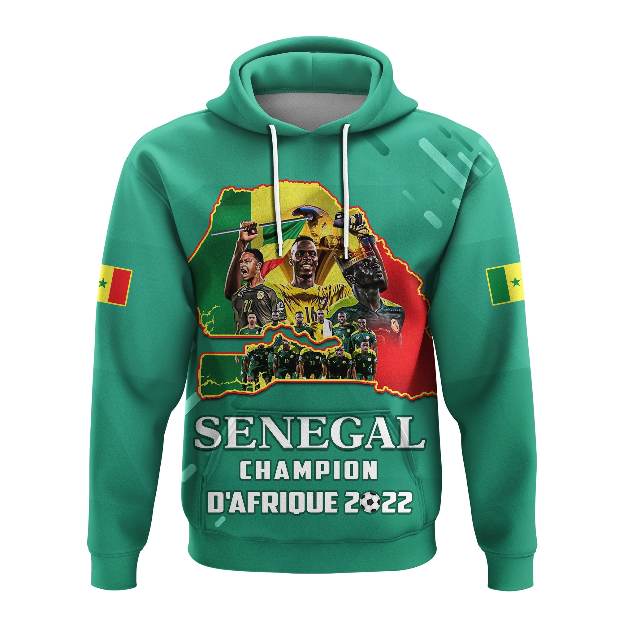 Senegal Football Hoodie The Champions 2022 Style Map and Lion LT13 - Wonder Print Shop