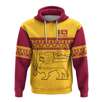 Yellow pullover hoodie: Sri Lanka lion flag & gold traditional pattern