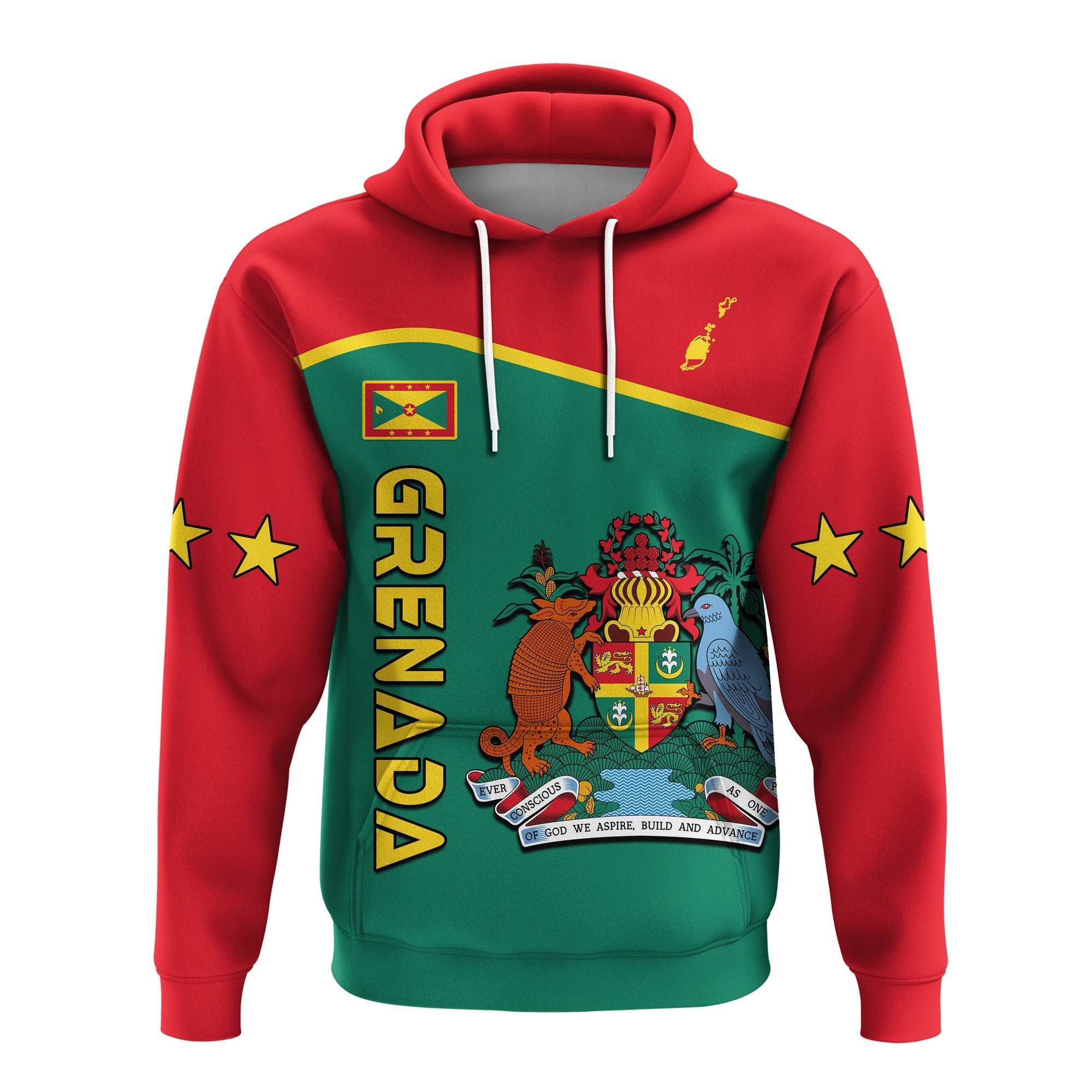 Grenada Hoodie Coat of Arms and Map Impressive LT13 - Wonder Print Shop