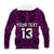 Custom Text and Number New Zealand Silver Fern Rugby Hoodie All Black Purple NZ Maori Pattern LT13 - Wonder Print Shop