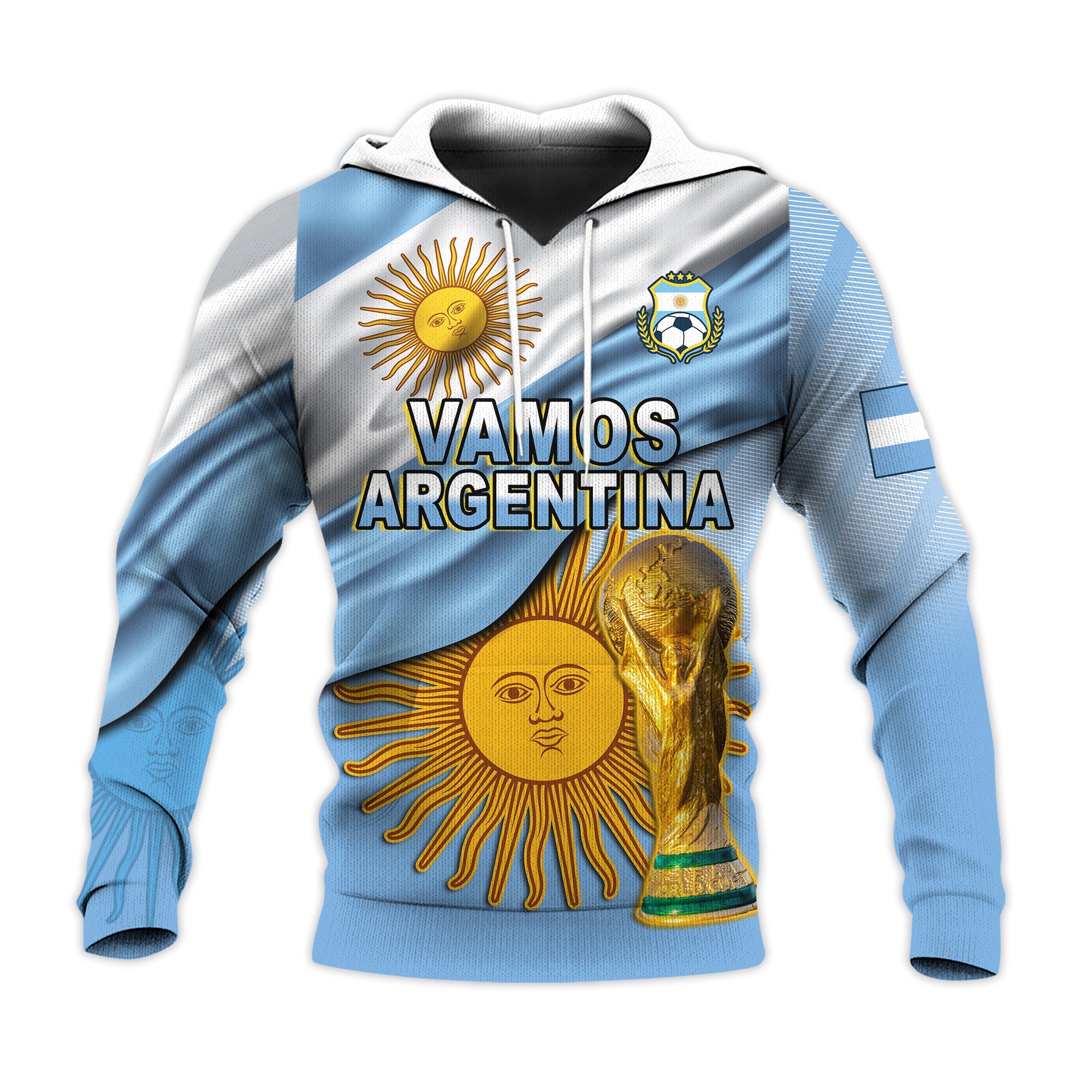 Argentina Football Hoodie Vamos La Albiceleste Champions World Cup Vibe Flag LT13 - Wonder Print Shop