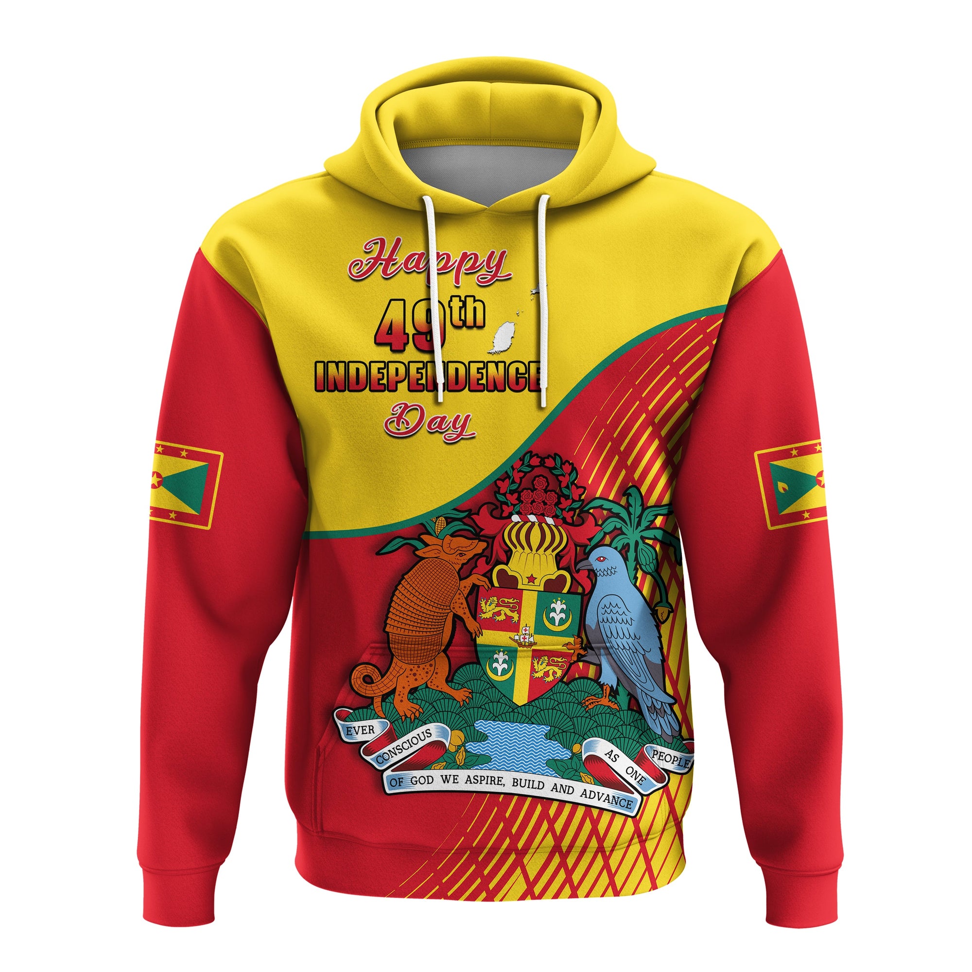 Custom Grenada Hoodie Coat Of Arms Happy 49th Independence Day - Wonder Print Shop