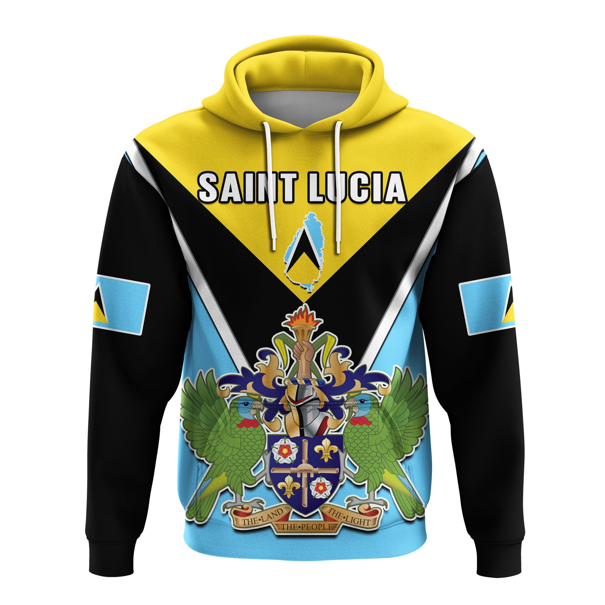 Custom Saint Lucia Hoodie Happy 44 Years Of Independence - Wonder Print Shop