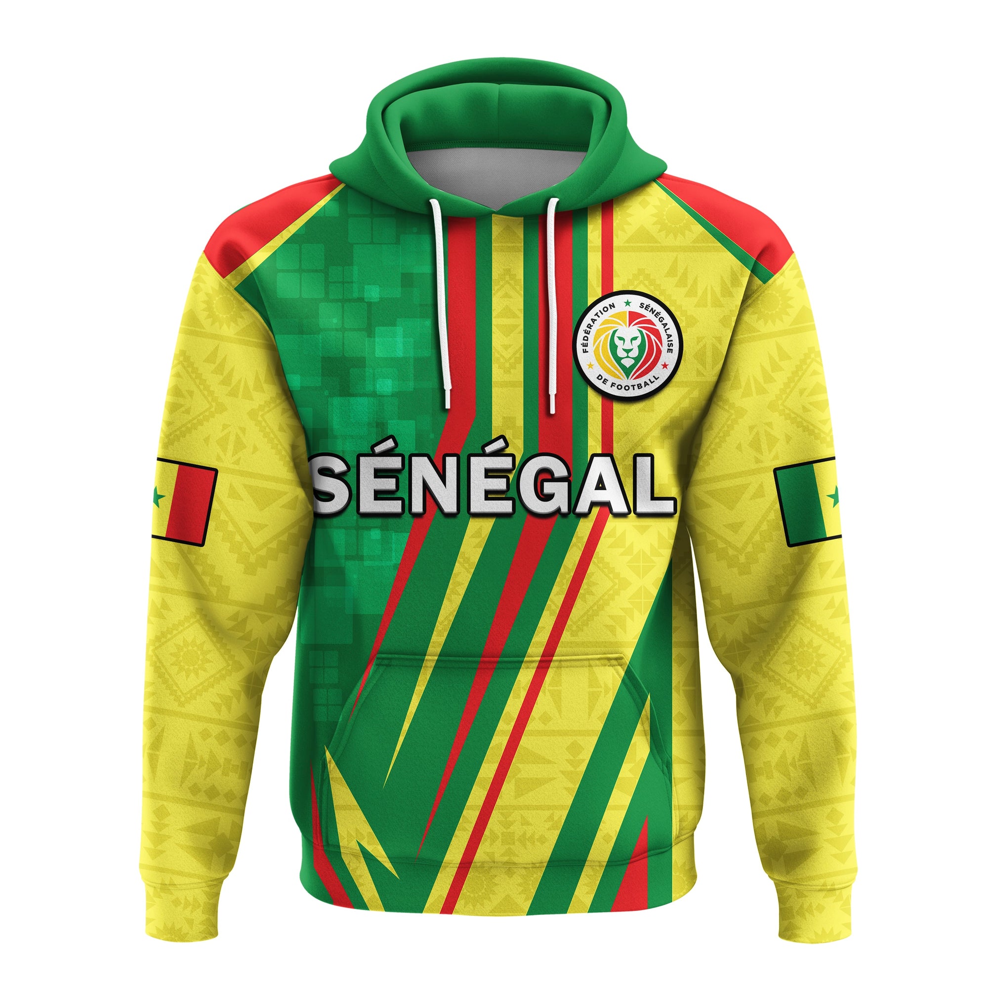 Custom Senegal Football Hoodie Allez Les Lions Sporty Style - Wonder Print Shop