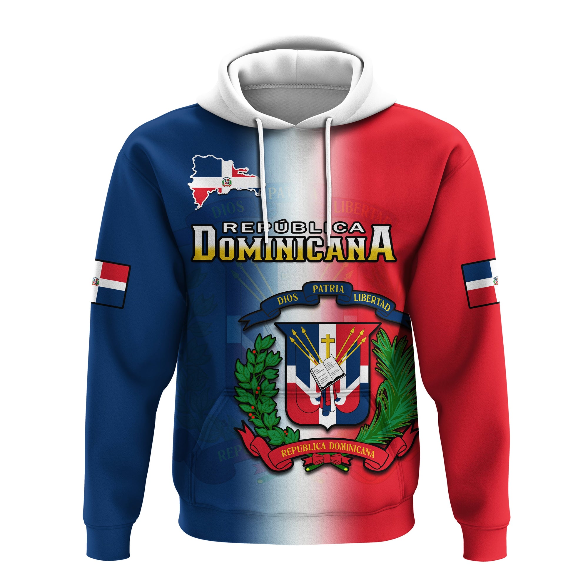 Dominican Republic Hoodie Dominicana Coat Of Arms Gradient Style - Wonder Print Shop