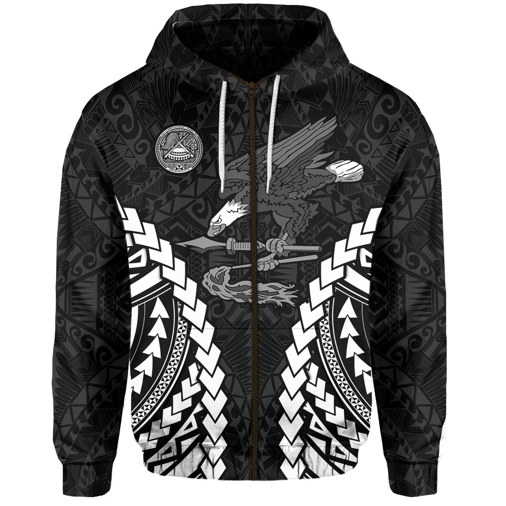 American Samoa Zip Hoodie Eagle mix Polynesian LT13 - Wonder Print Shop