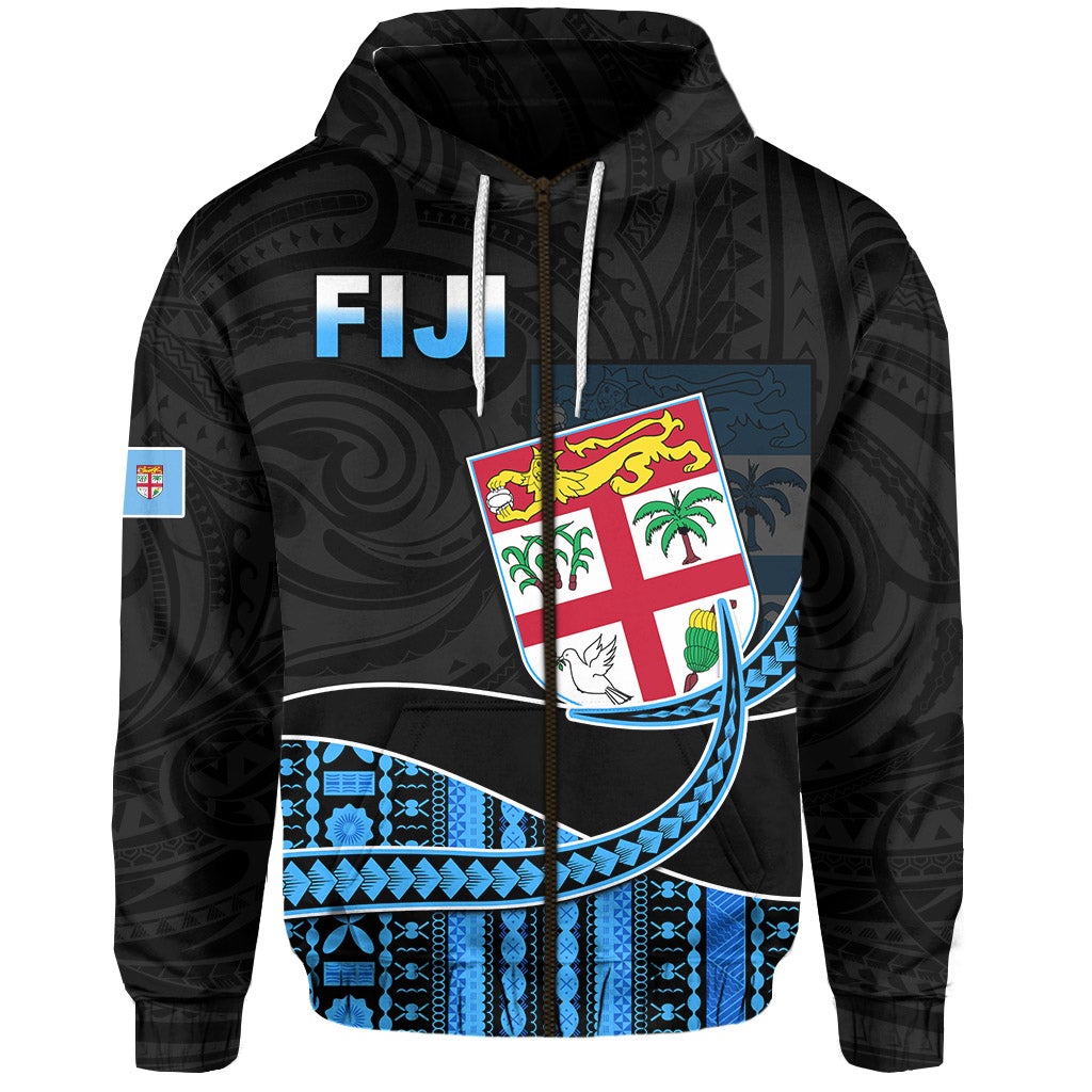 Fiji Polynesian Zip Hoodie FeatuRed Fijian Lovers LT13 - Wonder Print Shop