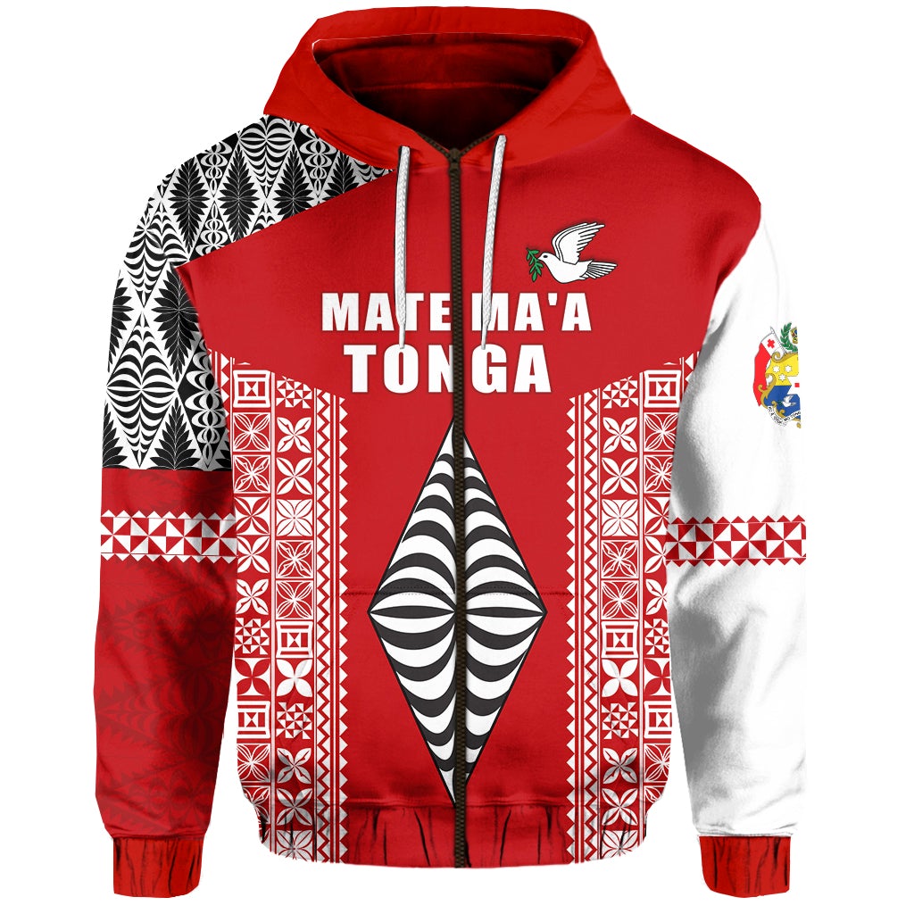 Tonga Rugby Zip Hoodie Mate Maa Tonga LT13 - Wonder Print Shop